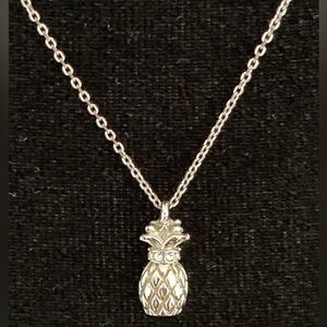 Spartina 449 Sea La Vie Pineapple Necklace Rhodium Plated Minimalist Silver
